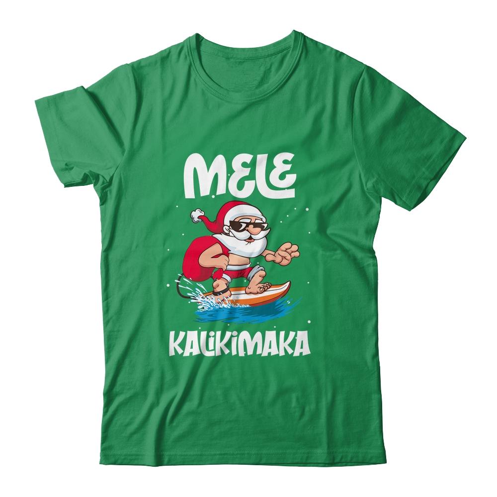 Mele Kalikimaka Hawaiian Christmas Hawaii Surfing Santa-T-Shirt & Sweatshirt-Classic T-Shirt-Irish Green
