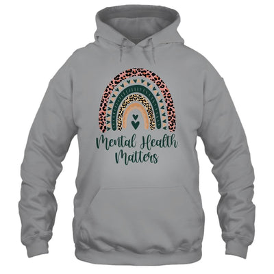 Mental Health Matters Leopard Print Boho Rainbow Awareness-T-Shirt & Hoodie-Pullover Hoodie-Sport Grey