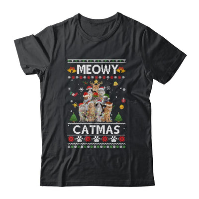 Meowy Catmas Ugly Christmas Tree Funny Xmas Cat Sweater Gift-T-Shirt & Sweatshirt-Classic T-Shirt-Black
