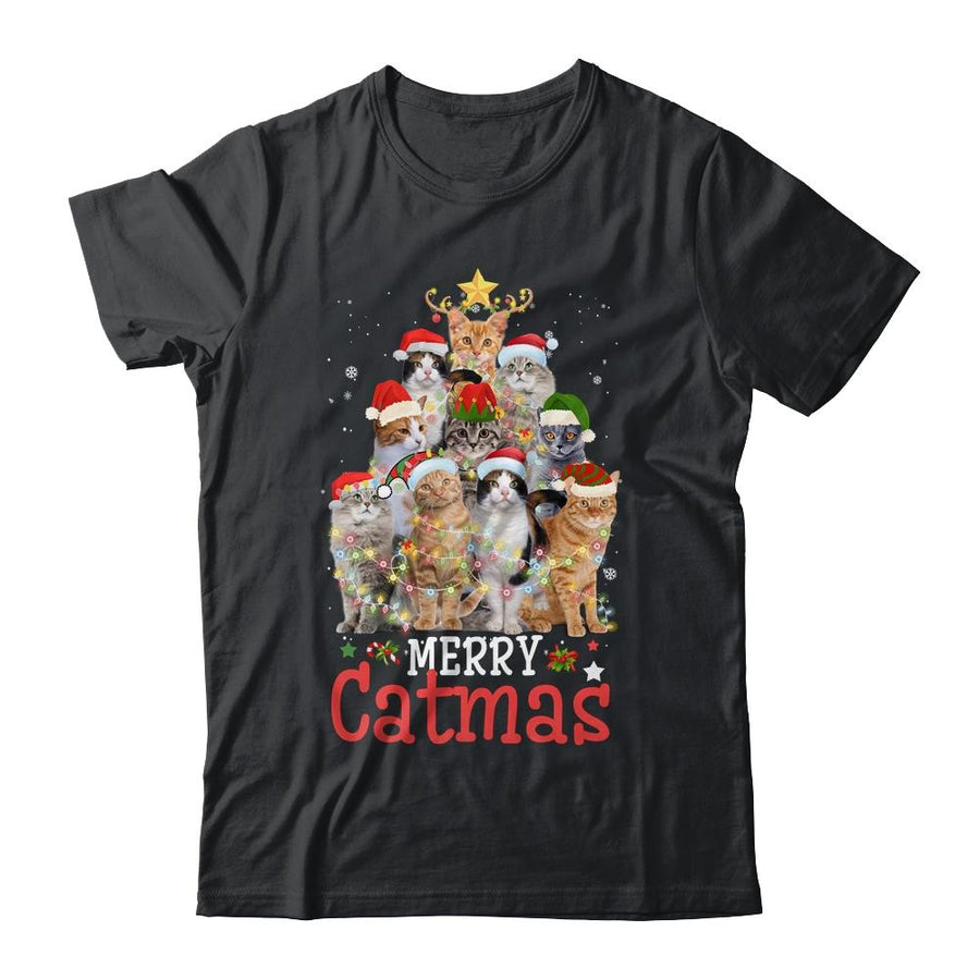 Merry Catmas Xmas Gift Funny Cat Christmas Tree-T-Shirt & Sweatshirt-Classic T-Shirt-Black