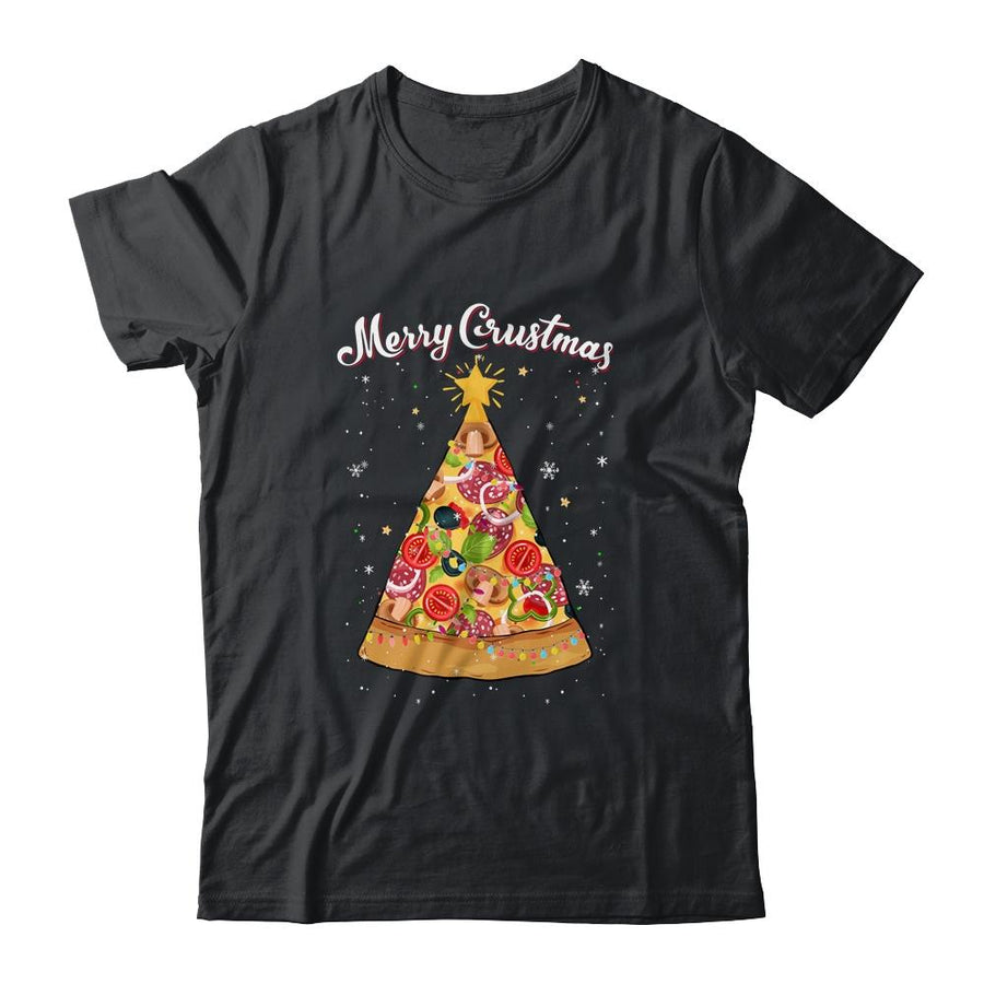 Merry Crustmas Pizza Christmas Tree Xmas-T-Shirt & Sweatshirt-Classic T-Shirt-Black
