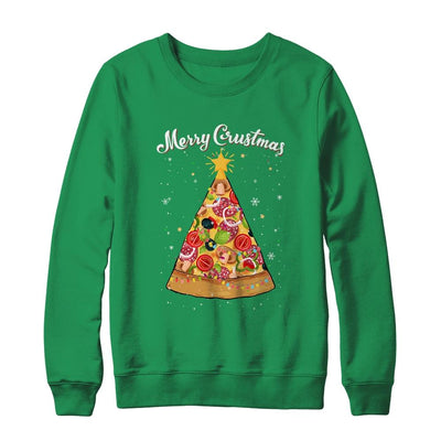 Merry Crustmas Pizza Christmas Tree Xmas-T-Shirt & Sweatshirt-Crewneck Sweatshirt-Irish Green