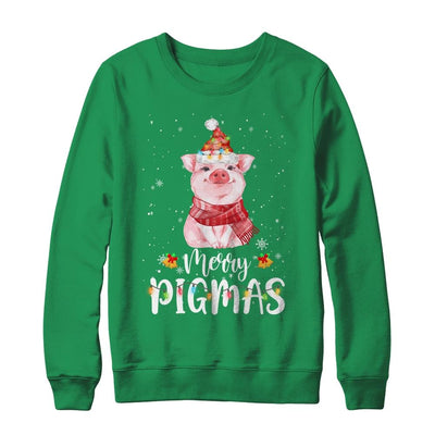 Merry Pigmas Funny Pig Christmas Pajama For Pig Lover-T-Shirt & Sweatshirt-Crewneck Sweatshirt-Irish Green