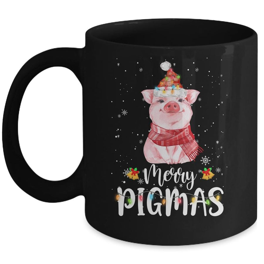 Merry Pigmas Funny Pig Christmas Pajama For Pig Lover Mug-Coffee Mug-Mug-Black