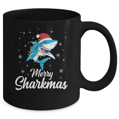 Merry Sharkmas Santa Christmas Sharks Lover Gift Mug-Coffee Mug-Mug-Black