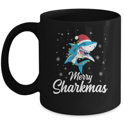 Merry Sharkmas Santa Christmas Sharks Lover Gift Mug-Coffee Mug-Mug-Black