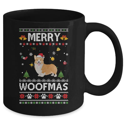 Merry Woofmas Corgi Santa Reindeer Ugly Christmas Sweater Mug-Coffee Mug-Mug-Black
