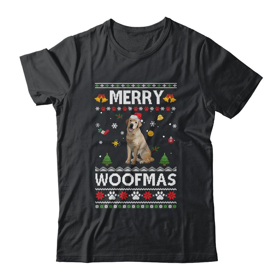 Merry Woofmas Golden Retriever Santa Reindeer Ugly Christmas Sweater-T-Shirt & Sweatshirt-Classic T-Shirt-Black