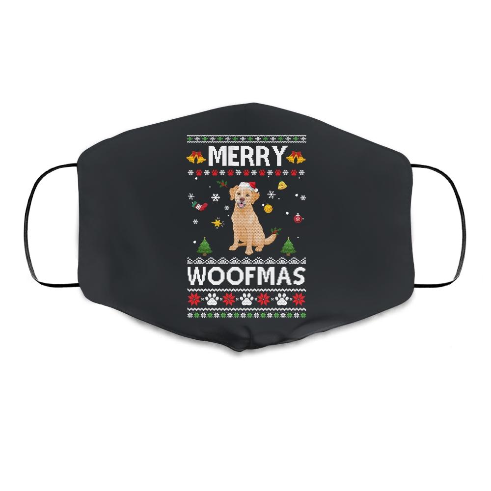 Merry Woofmas Labrador Santa Reindeer Ugly Christmas Sweater Cloth Face Mask