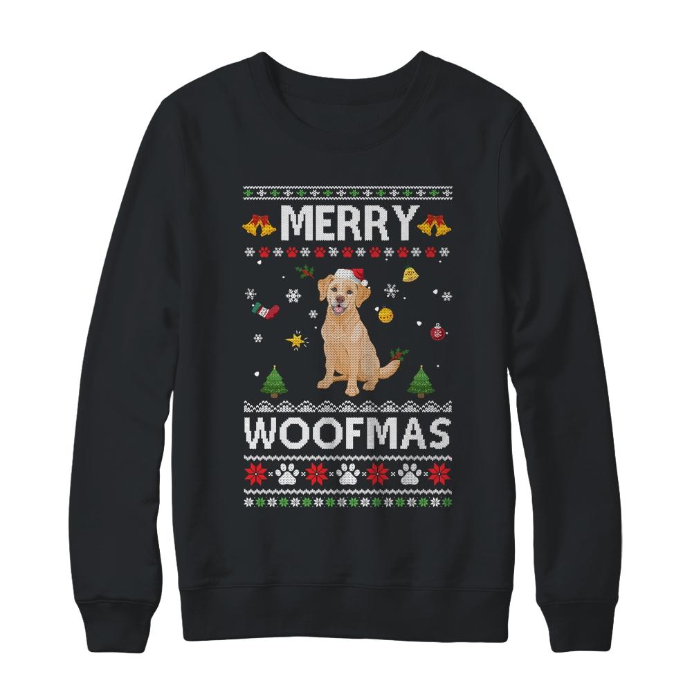 Merry Woofmas Labrador Santa Reindeer Ugly Christmas Sweater-T-Shirt & Sweatshirt-Crewneck Sweatshirt-Black