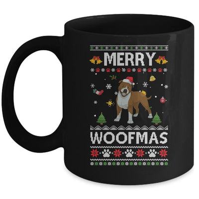 Merry Woofmas Pitbull Santa Reindeer Ugly Christmas Sweater Mug-Coffee Mug-Mug-Black