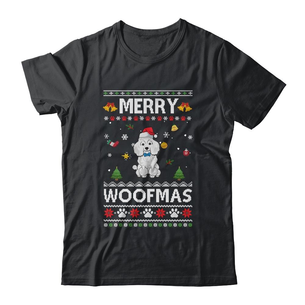 Merry Woofmas Poodle Santa Reindeer Ugly Christmas Sweater-T-Shirt & Sweatshirt-Classic T-Shirt-Black