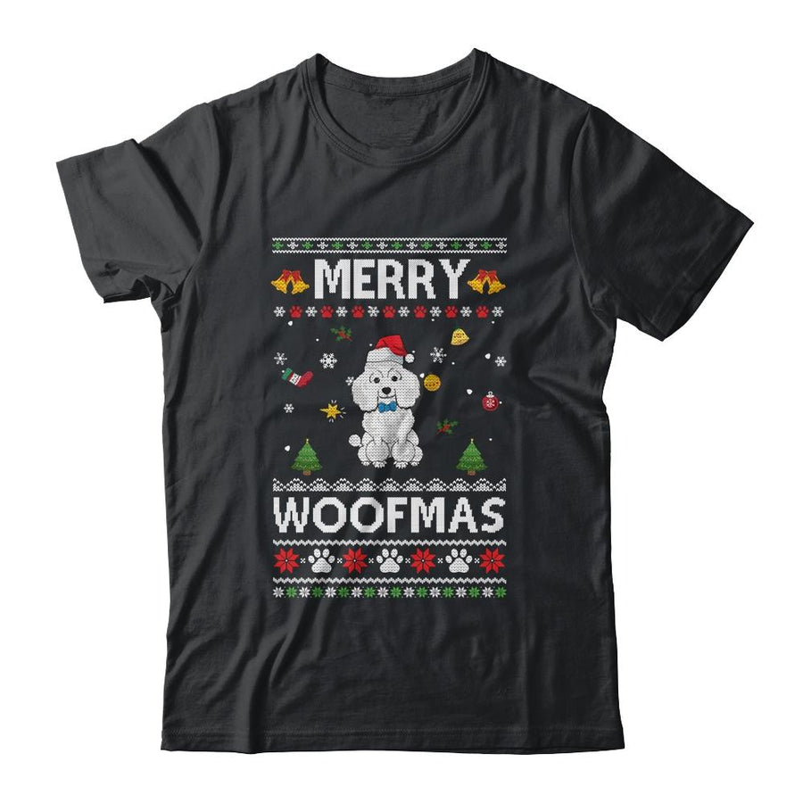 Merry Woofmas Poodle Santa Reindeer Ugly Christmas Sweater-T-Shirt & Sweatshirt-Classic T-Shirt-Black