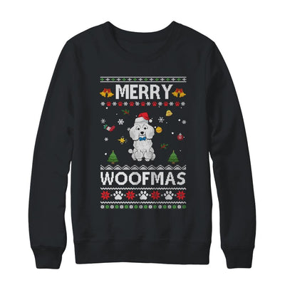 Merry Woofmas Poodle Santa Reindeer Ugly Christmas Sweater-T-Shirt & Sweatshirt-Crewneck Sweatshirt-Black