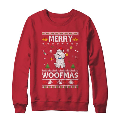 Merry Woofmas Poodle Santa Reindeer Ugly Christmas Sweater-T-Shirt & Sweatshirt-Crewneck Sweatshirt-Red