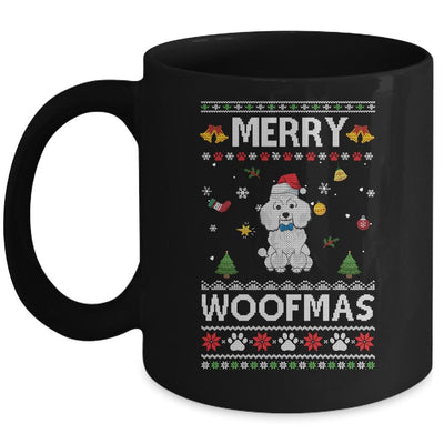 Merry Woofmas Poodle Santa Reindeer Ugly Christmas Sweater Mug-Coffee Mug-Mug-Black