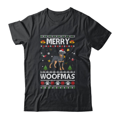 Merry Woofmas Rottweiler Santa Reindeer Ugly Christmas Sweater-T-Shirt & Sweatshirt-Classic T-Shirt-Black
