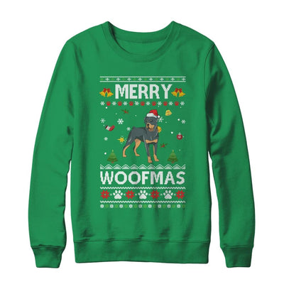 Merry Woofmas Rottweiler Santa Reindeer Ugly Christmas Sweater-T-Shirt & Sweatshirt-Crewneck Sweatshirt-Irish Green