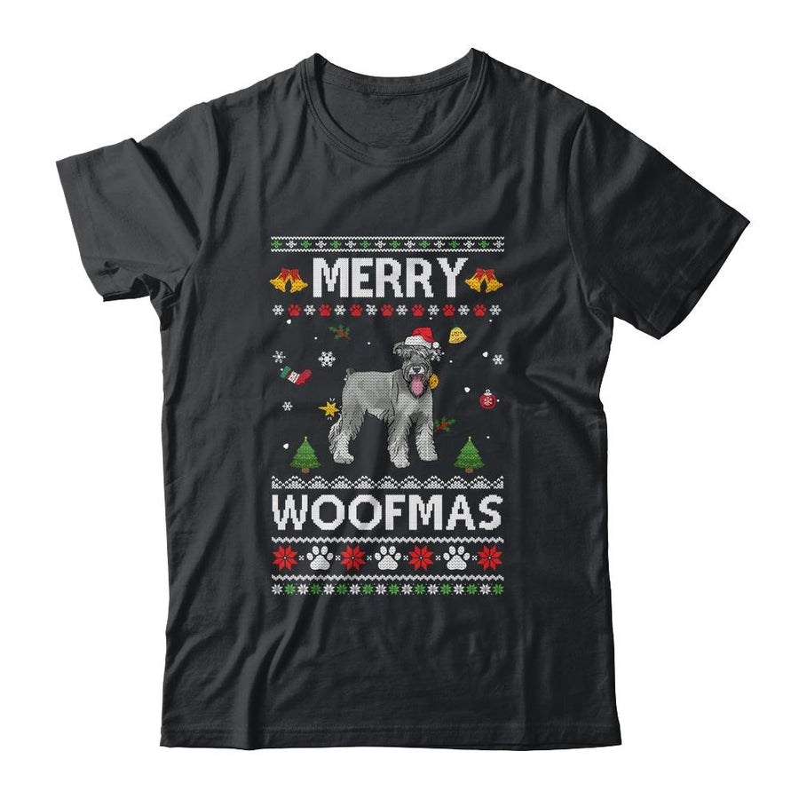 Merry Woofmas Schnauzer Santa Reindeer Ugly Christmas Sweater-T-Shirt & Sweatshirt-Classic T-Shirt-Black