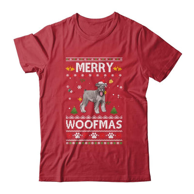 Merry Woofmas Schnauzer Santa Reindeer Ugly Christmas Sweater-T-Shirt & Sweatshirt-Classic T-Shirt-Red