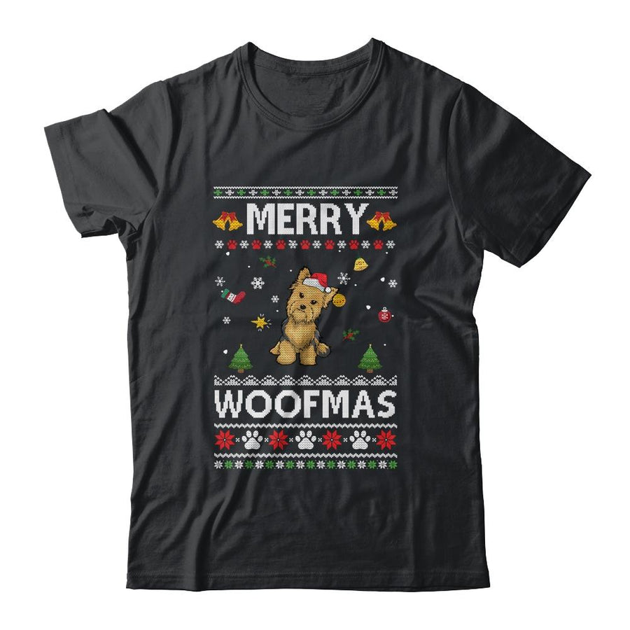 Merry Woofmas Yorkie Santa Reindeer Ugly Christmas Sweater-T-Shirt & Sweatshirt-Classic T-Shirt-Black