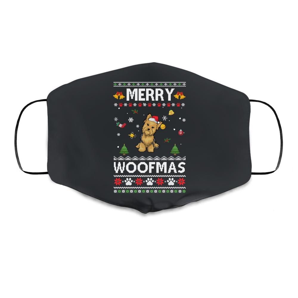 Merry Woofmas Yorkie Santa Reindeer Ugly Christmas Sweater Cloth Face Mask