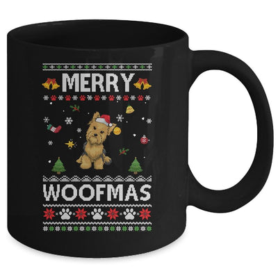 Merry Woofmas Yorkie Santa Reindeer Ugly Christmas Sweater Mug-Coffee Mug-Mug-Black