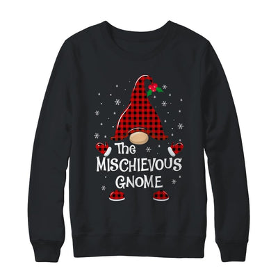 Mischievous Gnome Buffalo Plaid Matching Christmas Pajama Gift-T-Shirt & Sweatshirt-Crewneck Sweatshirt-Black