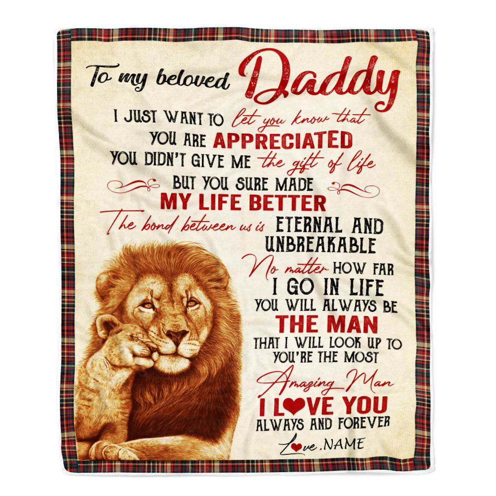 Personalized To My Dad Blanket From Daughter Son Lion You're The Most Amazing Man I Love You Dad Father's Day Birthday Christmas Customized Fleece Blanket-Blanket-Fleece Blanket-30 x 40 Inches - Baby Size