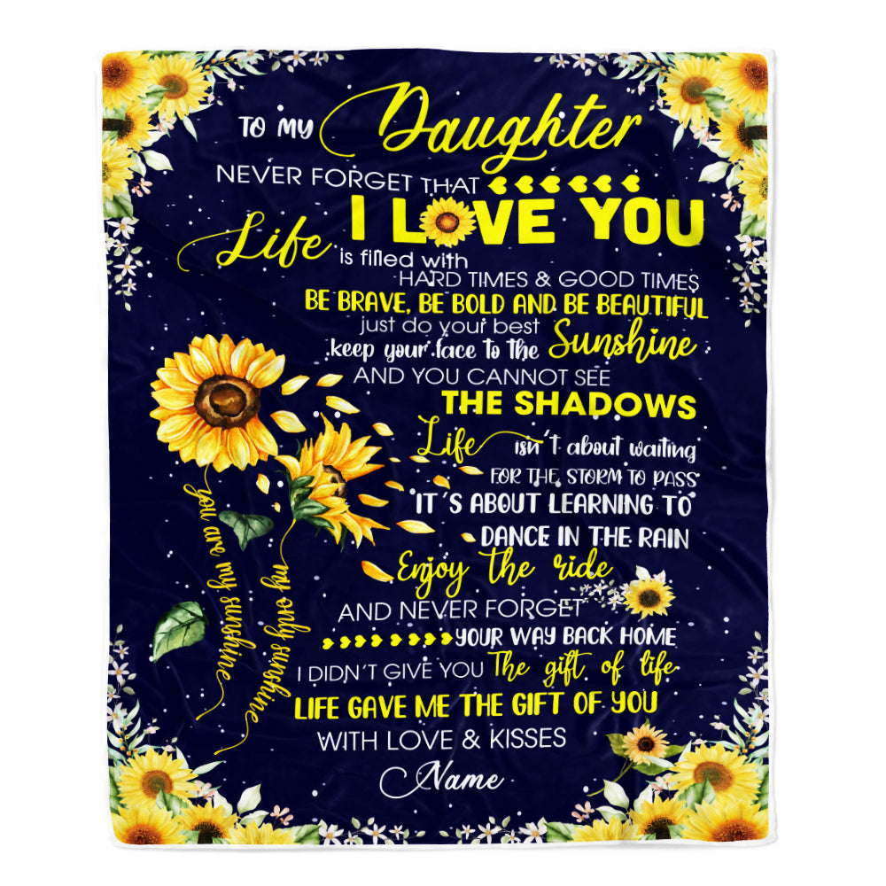 Personalized Sunflower to My Daughter from Mom Dad Blanket Never Forget That I Love You Customized Gift For Birthday Christmas Fleece Blanket-Blanket-Fleece Blanket-30 x 40 Inches - Baby Size