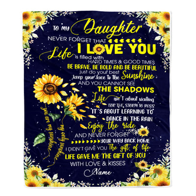 Personalized Sunflower to My Daughter from Mom Dad Blanket Never Forget That I Love You Customized Gift For Birthday Christmas Fleece Blanket-Blanket-Fleece Blanket-30 x 40 Inches - Baby Size
