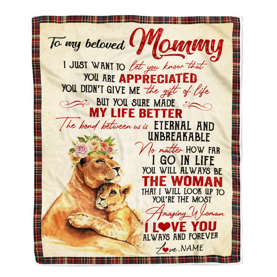 Personalized To My Mom Blanket From Daughter Son Lion You're The Most Amazing Woman I Love You Mom Mothers Day Birthday Christmas Customized Fleece Blanket-Blanket-Fleece Blanket-30 x 40 Inches - Baby Size