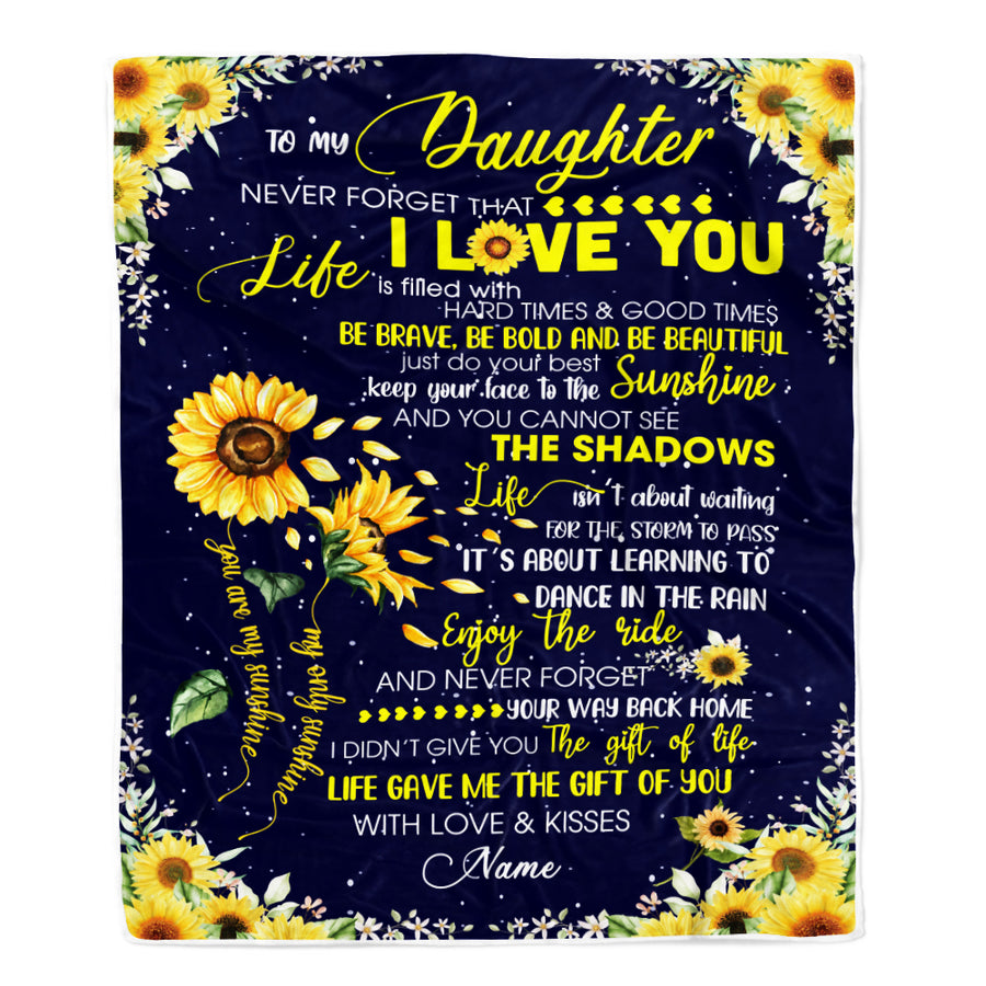 Personalized Sunflower to My Daughter from Mom Dad Blanket Never Forget That I Love You Customized Gift For Birthday Christmas Fleece Blanket-Blanket-Fleece Blanket-30 x 40 Inches - Baby Size
