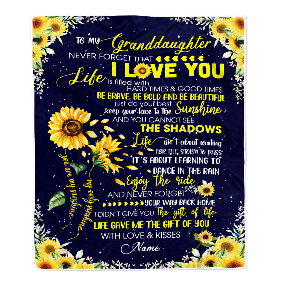 Personalized Sunflower to My Granddaughter from Grandma Grandpa Blanket Never Forget That I Love You Customized Gift For Birthday Christmas Fleece Blanket-Blanket-Fleece Blanket-30 x 40 Inches - Baby Size