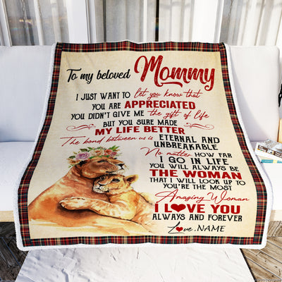 Personalized To My Mom Blanket From Daughter Son Lion You're The Most Amazing Woman I Love You Mom Mothers Day Birthday Christmas Customized Fleece Blanket-Blanket-