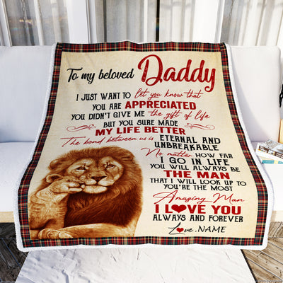Personalized To My Dad Blanket From Daughter Son Lion You're The Most Amazing Man I Love You Dad Father's Day Birthday Christmas Customized Fleece Blanket-Blanket-