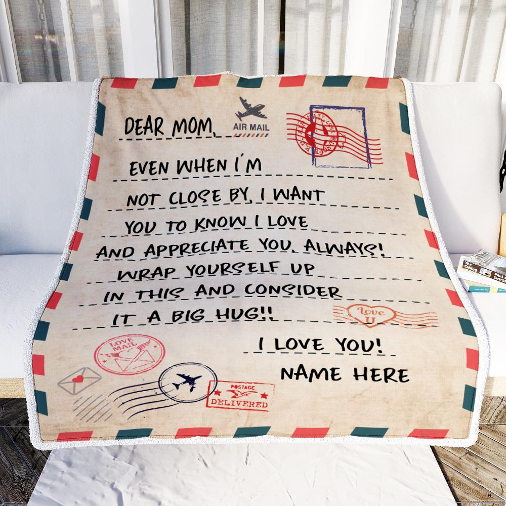 Personalized To Mom Blanket From Daughter Son I Love You Mail Letter for Keep Health Mom Birthday Mothers Day Christmas Gift Customized Fleece Blanket-Blanket-