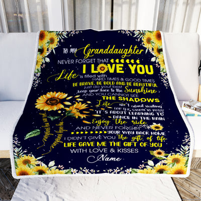 Personalized Sunflower to My Granddaughter from Grandma Grandpa Blanket Never Forget That I Love You Customized Gift For Birthday Christmas Fleece Blanket-Blanket-