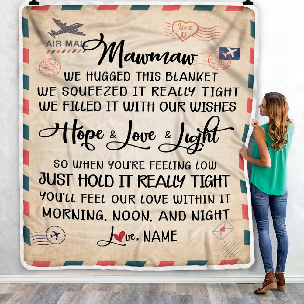 Personalized Mawmaw Blanket From Grandkids We Hugged This Blanket Mail Letter Mawmaw Birthday Mothers Day Christmas Customized Fleece Blanket-Blanket-