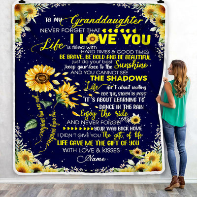 Personalized Sunflower to My Granddaughter from Grandma Grandpa Blanket Never Forget That I Love You Customized Gift For Birthday Christmas Fleece Blanket-Blanket-