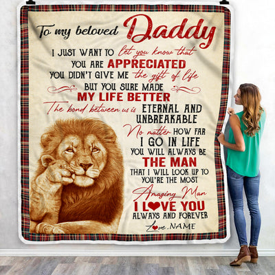 Personalized To My Dad Blanket From Daughter Son Lion You're The Most Amazing Man I Love You Dad Father's Day Birthday Christmas Customized Fleece Blanket-Blanket-