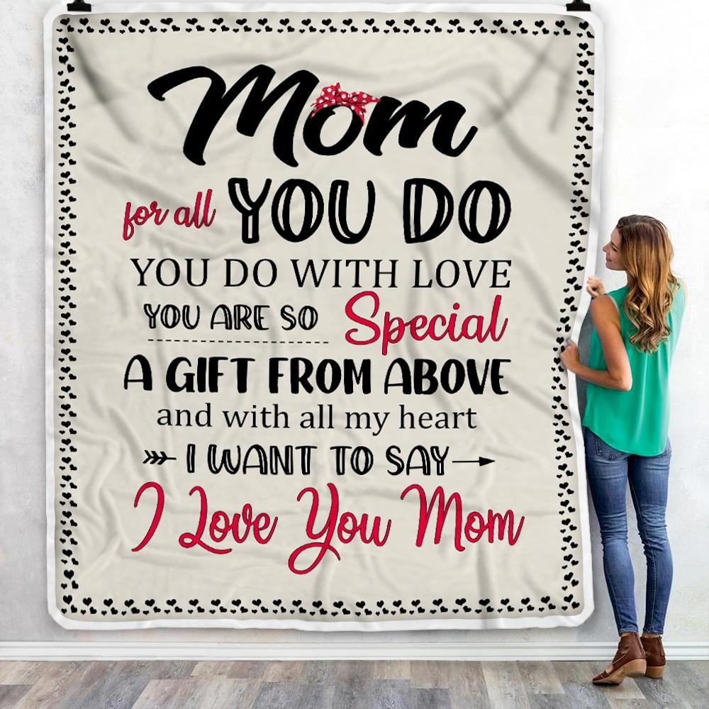 Mom For All You Do Gift From Daughter Son To My Mom Fleece Blanket-Blanket-