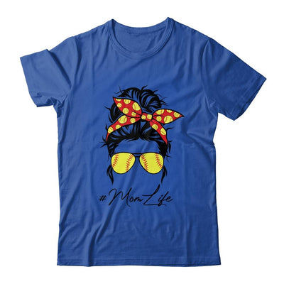 Mom Life Softball Baseball Women Mothers Day Messy Bun-T-Shirt & Tank Top-Classic T-Shirt-Royal