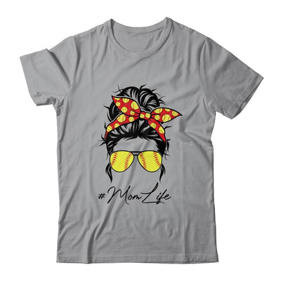 Mom Life Softball Baseball Women Mothers Day Messy Bun-T-Shirt & Tank Top-Classic T-Shirt-Sport Grey