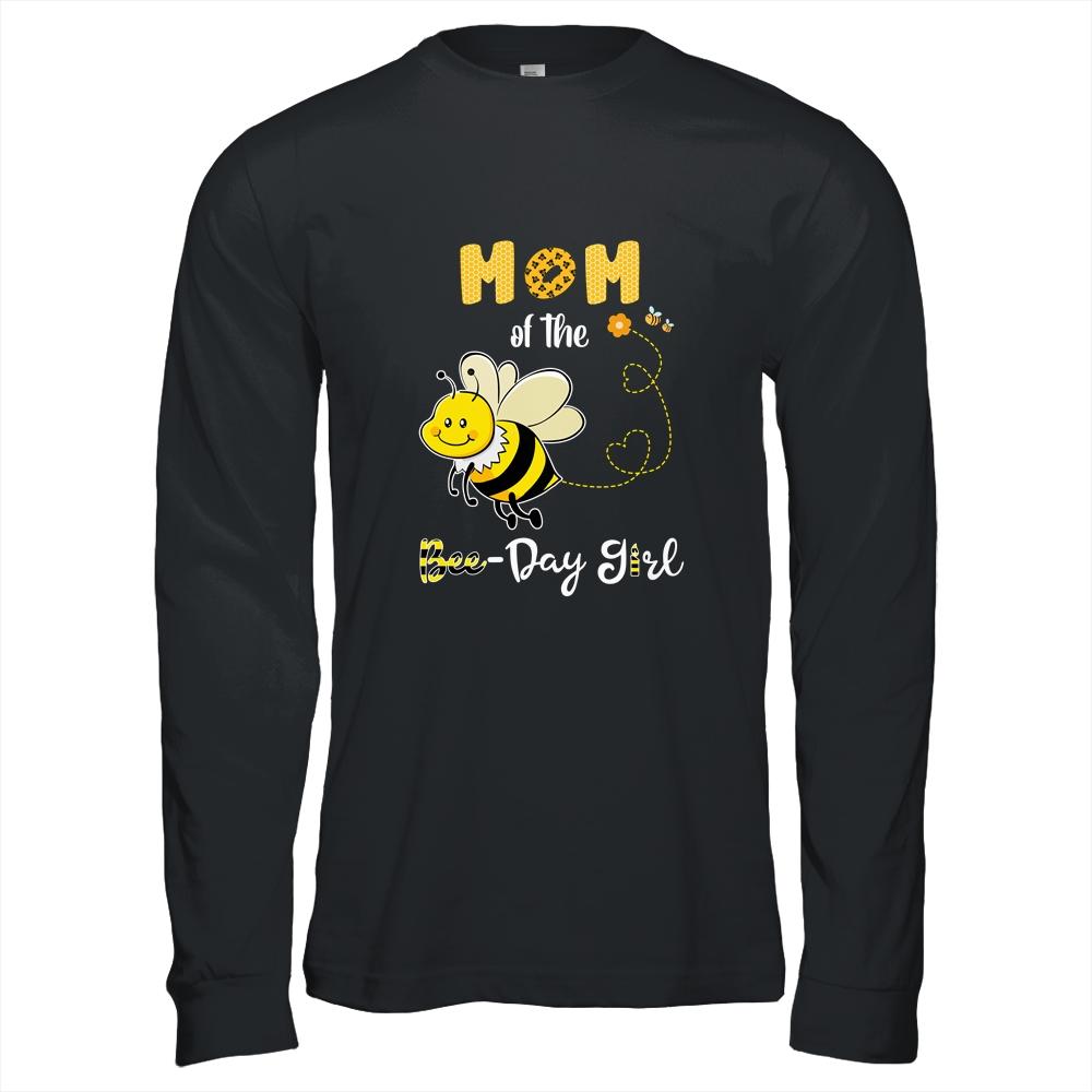 Mom Of The Bee Birthday Girl Family Matching-T-Shirt & Hoodie-Long Sleeve T-Shirt-Black