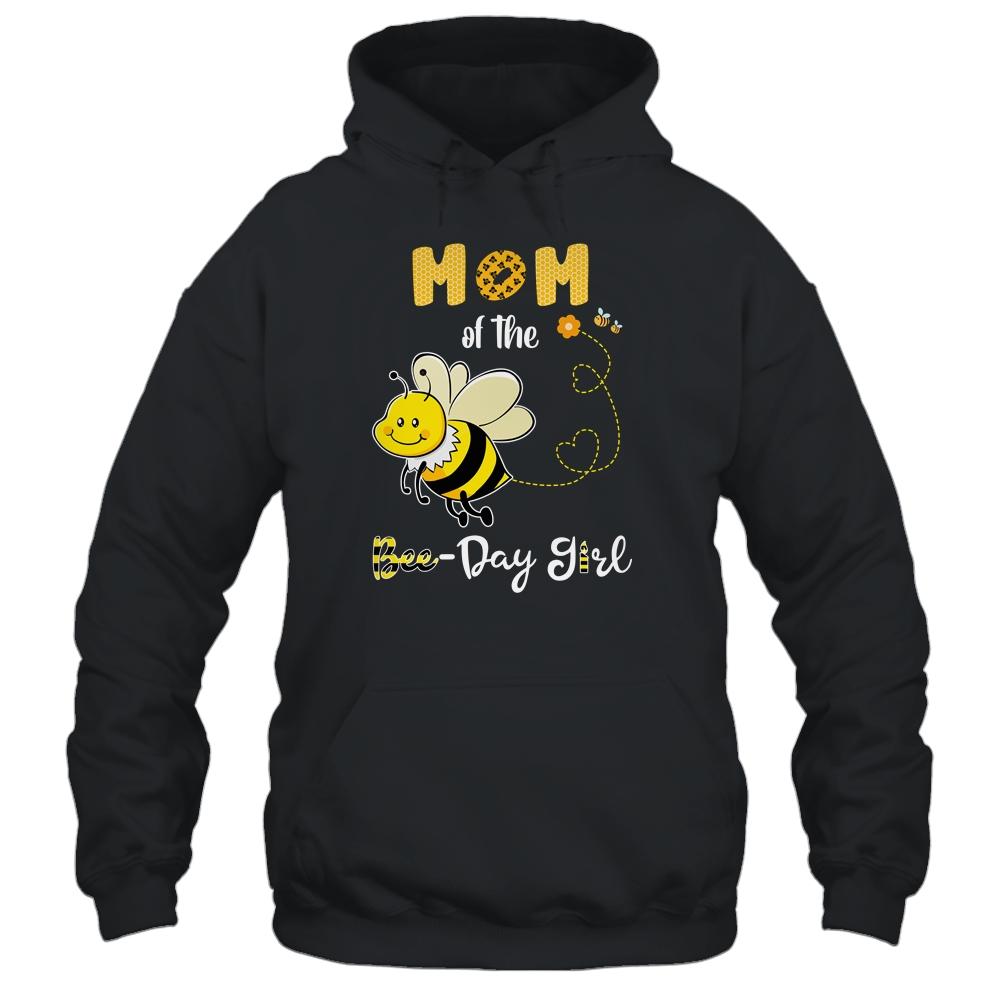 Mom Of The Bee Birthday Girl Family Matching-T-Shirt & Hoodie-Pullover Hoodie-Black