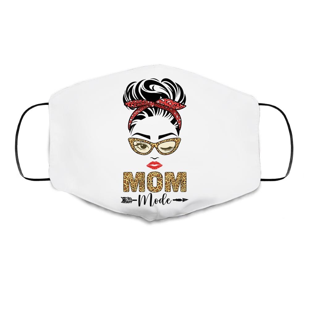 Mom mode Buffalo Red Plaid Leopard Funny Cloth Face Mask-Cloth Face Mask-Cloth Face Mask-White