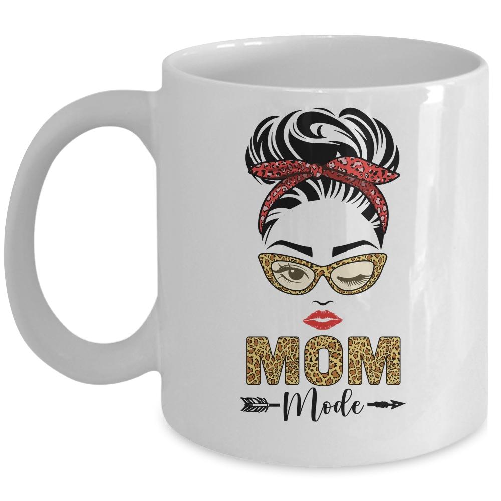 Mom mode Buffalo Red Plaid Leopard Funny Mug-Coffee Mug-Mug-White