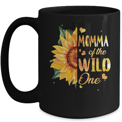 Momma Of The Wild One 1st Birthday Sunflower Mug-Coffee Mug-Mug-Black