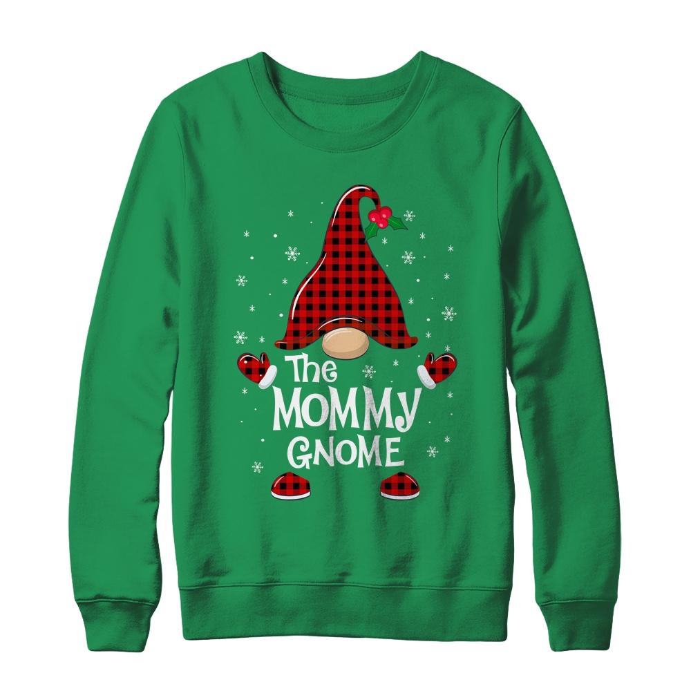 Mommy Gnome Buffalo Plaid Matching Christmas Pajama Gift-T-Shirt & Sweatshirt-Crewneck Sweatshirt-Irish Green
